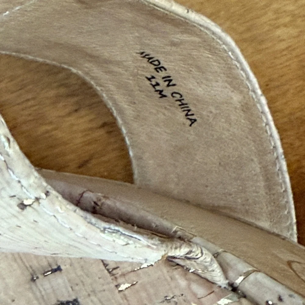 Studded Tan Jack Rogers Nora Wedge Cork Sandals - 11